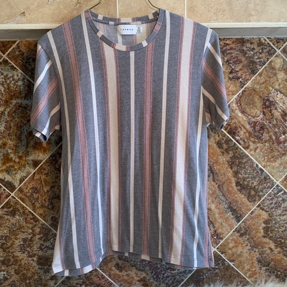 Men's Topman Washed Stripe Tee Size XL - Picture 1 of 7